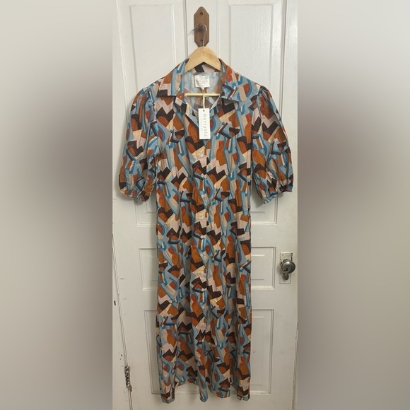 Victoria Dunn Dresses & Skirts - Marigold by Victoria Dunn Hurley City Scape Geometric Midi Dress Size Medium